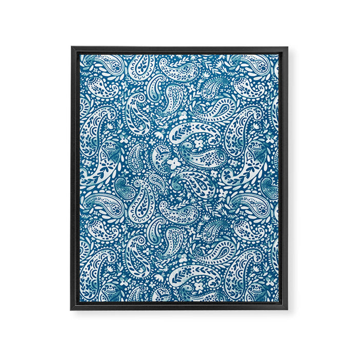 Paisley Indigo Nature Swirls Framed Canvas Print Gallery Image 1