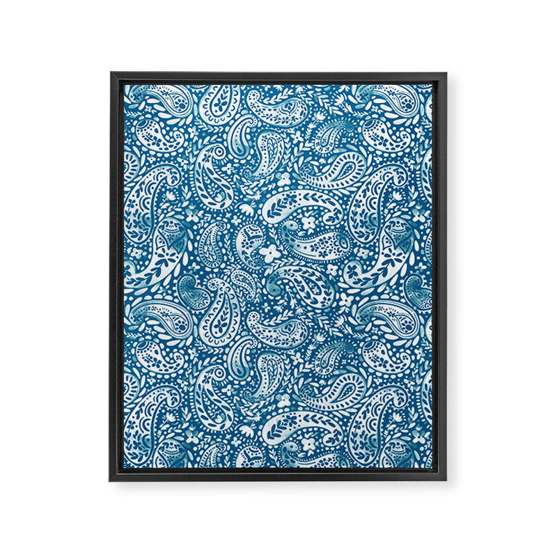 Paisley Indigo Nature Swirls Framed Canvas Print Gallery Image 8