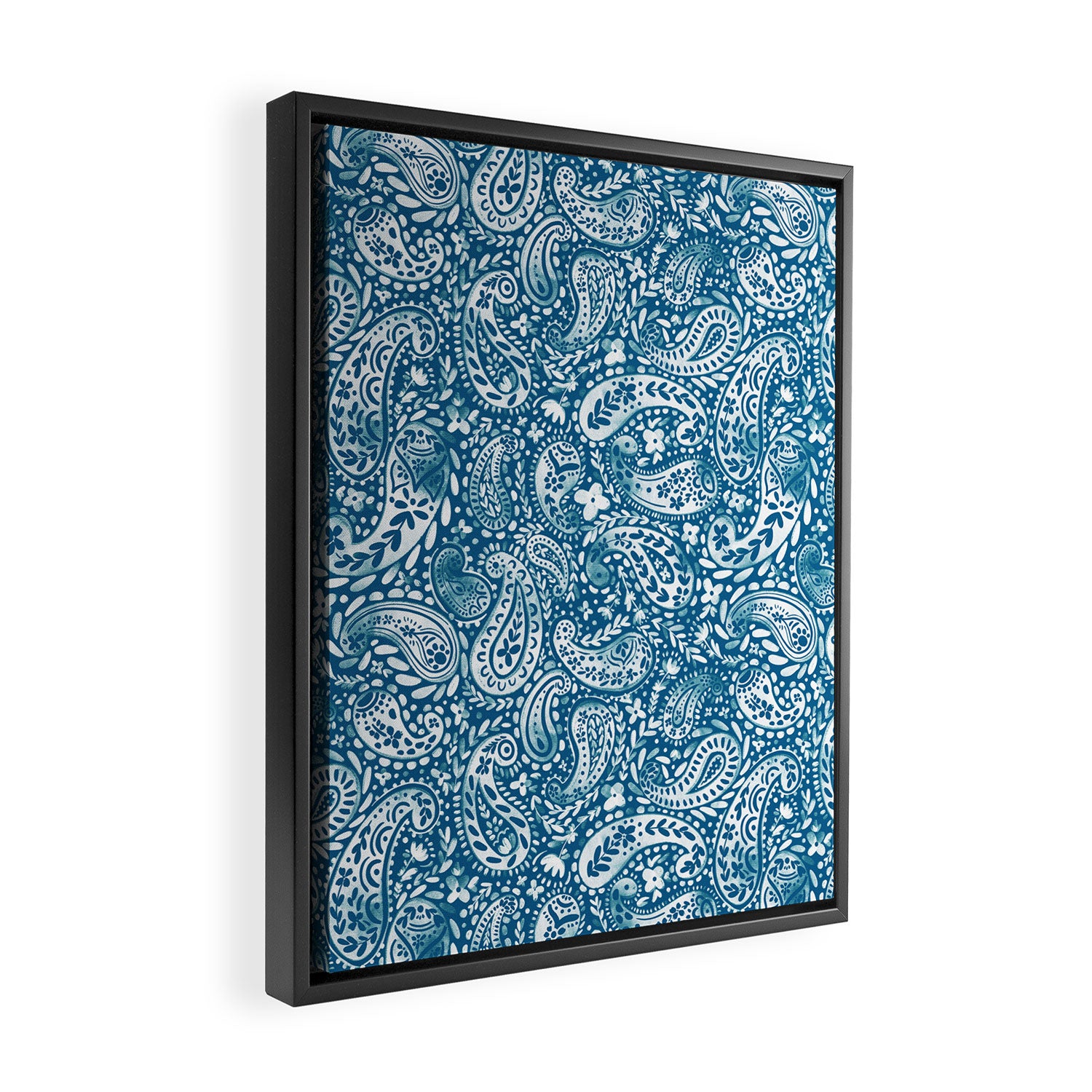 Paisley Indigo Nature Swirls Framed Canvas Print Gallery Image 2