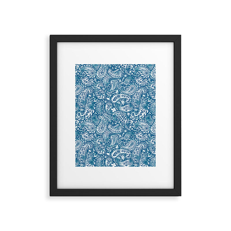 Paisley Indigo Nature Swirls Framed Art Print Gallery Image 6