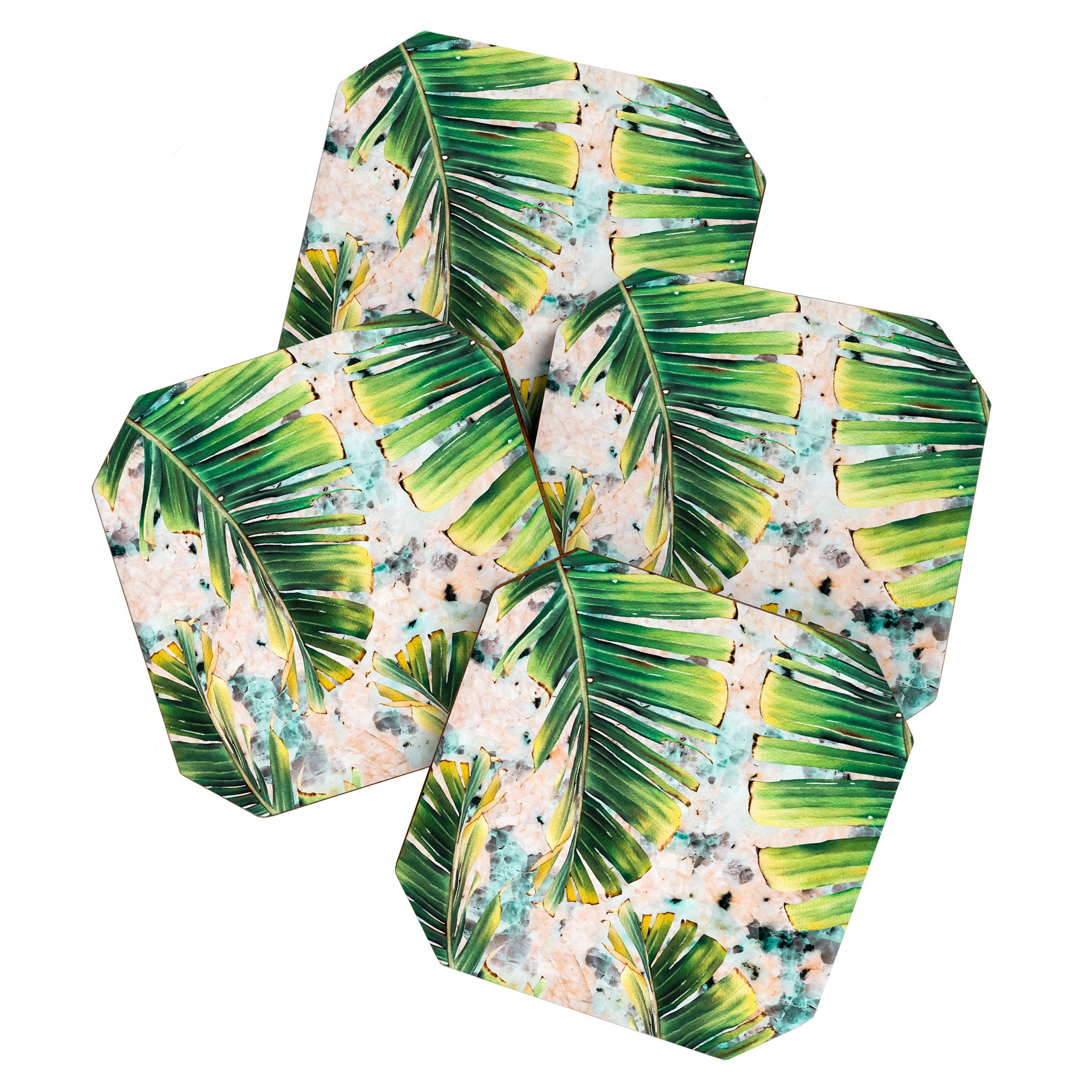 Palm leaf on marble 01 Coaster Gallery Image 1