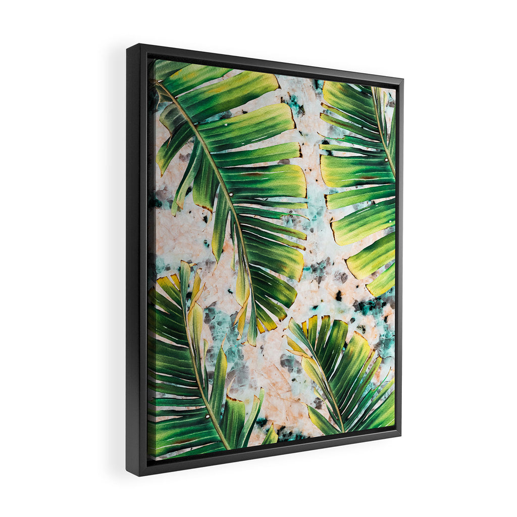 Palm leaf on marble 01 Framed Canvas Print Gallery Image 2