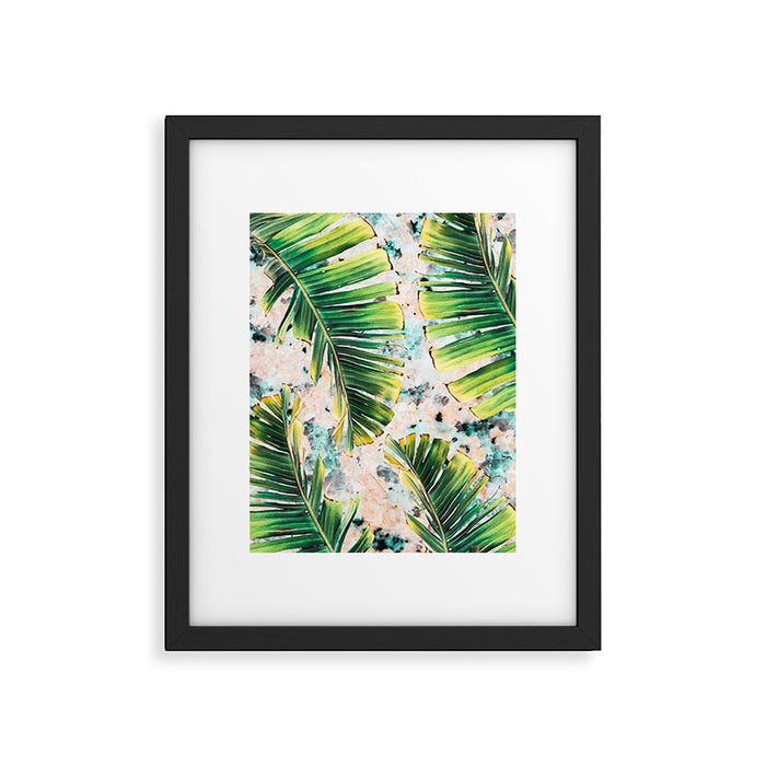Palm leaf on marble 01 Framed Art Print Gallery Image 1