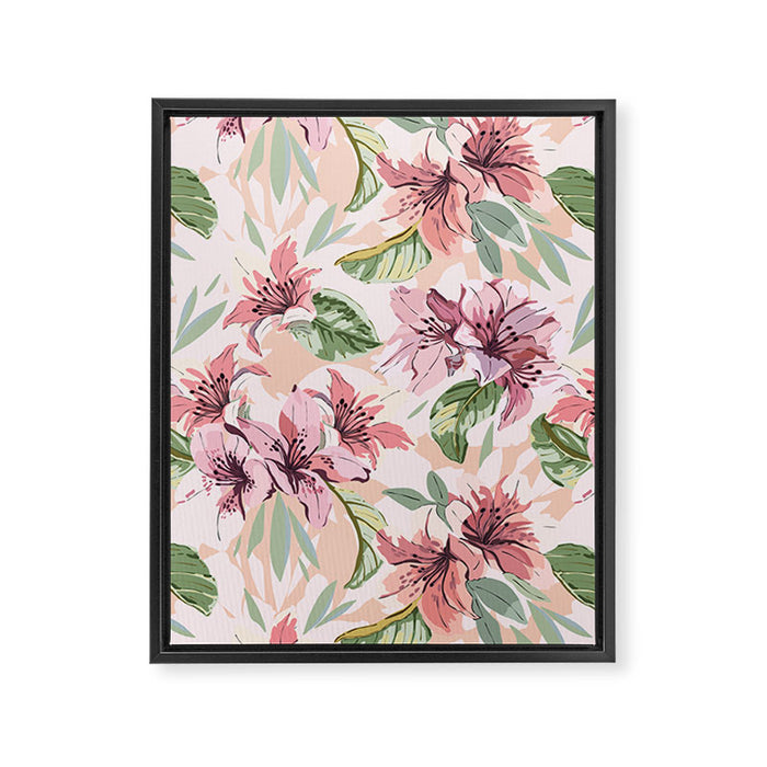 Pastel pink tropical bloom A Framed Canvas Print Gallery Image 1