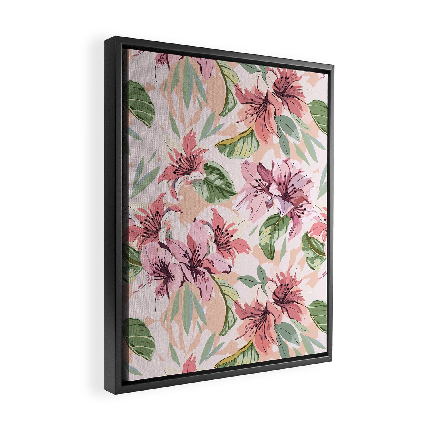 Pastel pink tropical bloom A Framed Canvas Print Gallery Image 2
