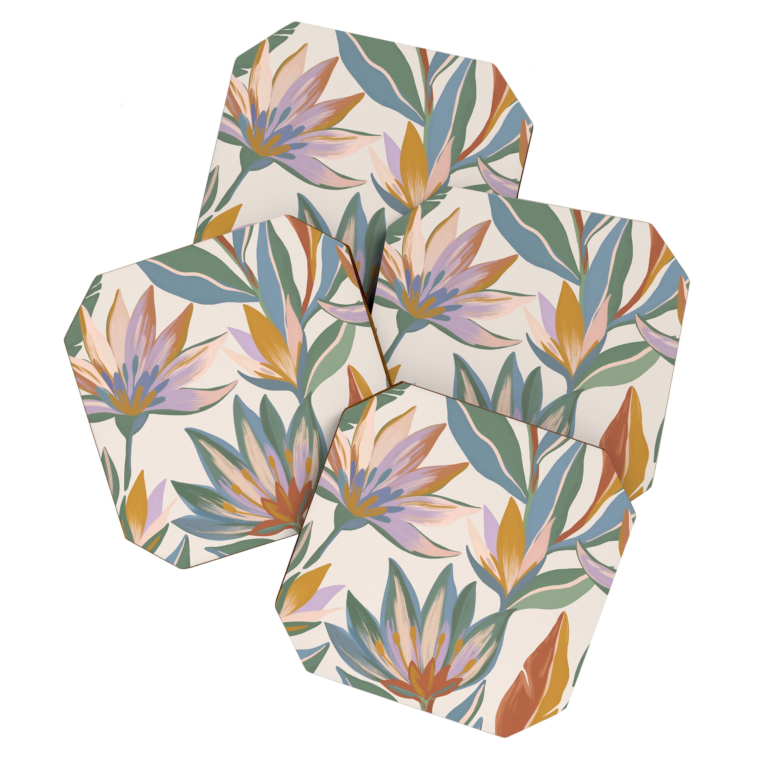  Pastel Tropical Lily Garden Coaster Gallery Image 1