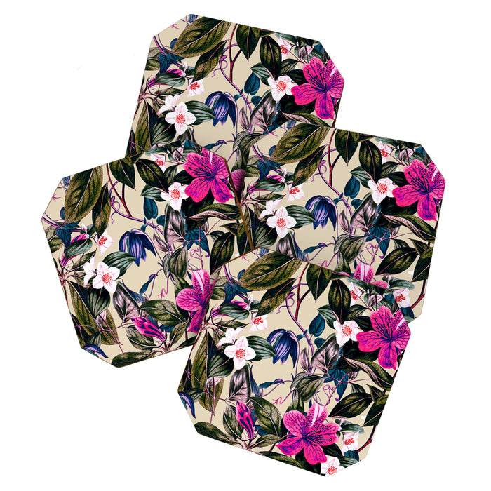 Pattern antique botanical flowers Coaster Gallery Image 1