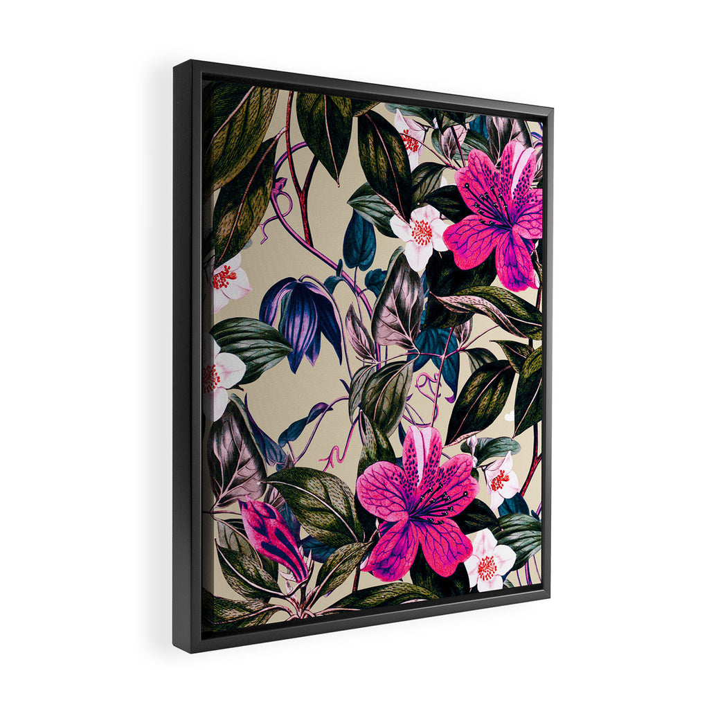 Pattern antique botanical flowers Framed Canvas Print Gallery Image 2