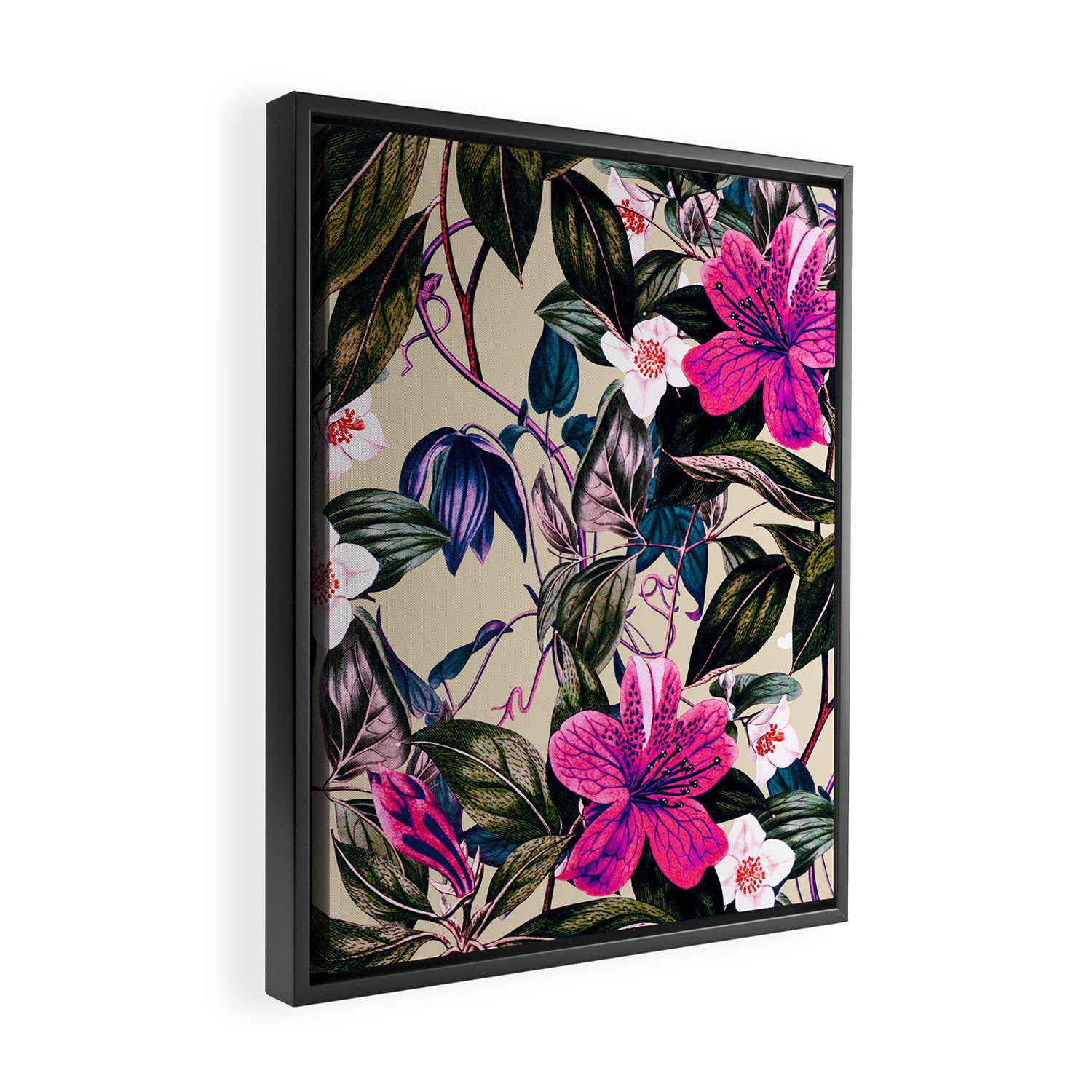 Pattern antique botanical flowers Framed Canvas Print Gallery Image 2