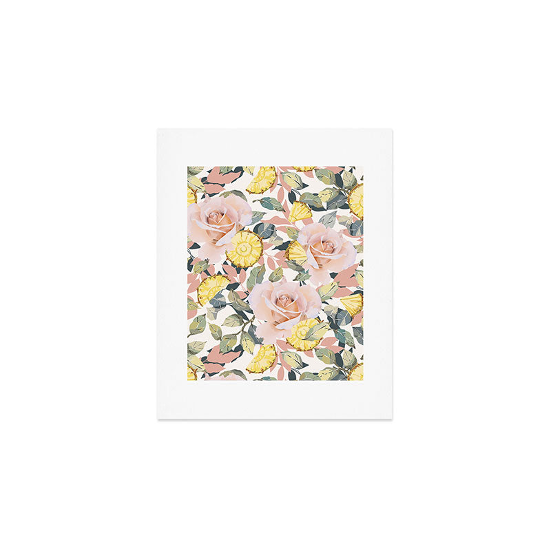 Pineapple wedges on rose bushes P Art Print Gallery Image 1