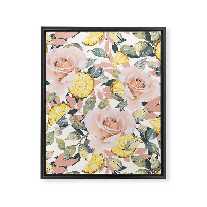 Pineapple wedges on rose bushes P Framed Canvas Print Gallery Image 1