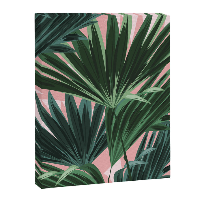 Pink and green palm trees Canvas Print Gallery Image 1