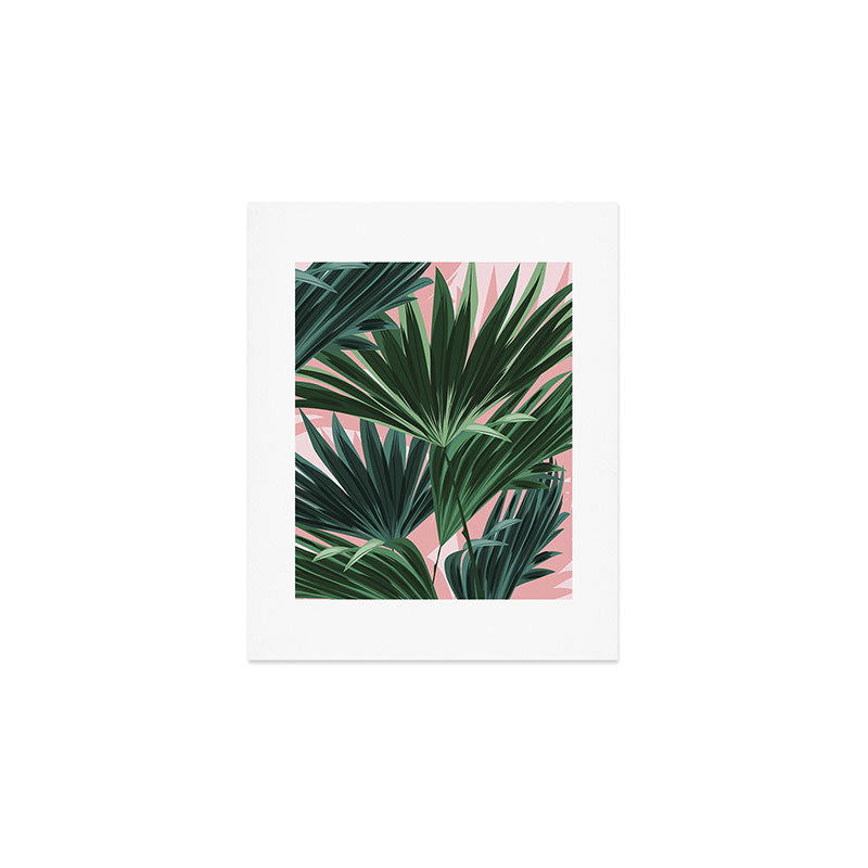 Pink and green palm trees Art Print Gallery Image 1