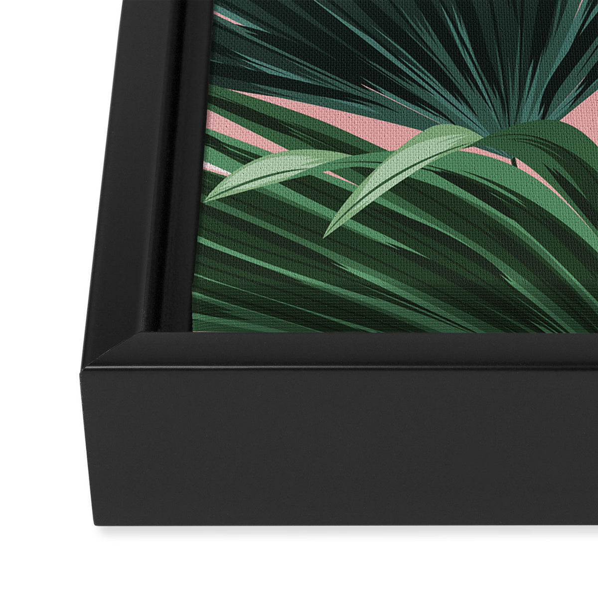 Pink and green palm trees Framed Canvas Print Gallery Image 3