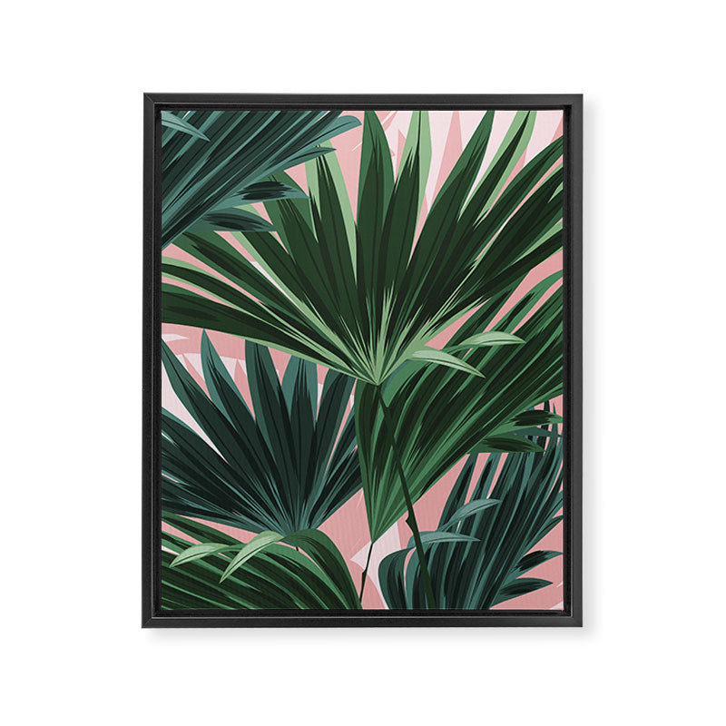 Pink and green palm trees Framed Canvas Print Gallery Image 8