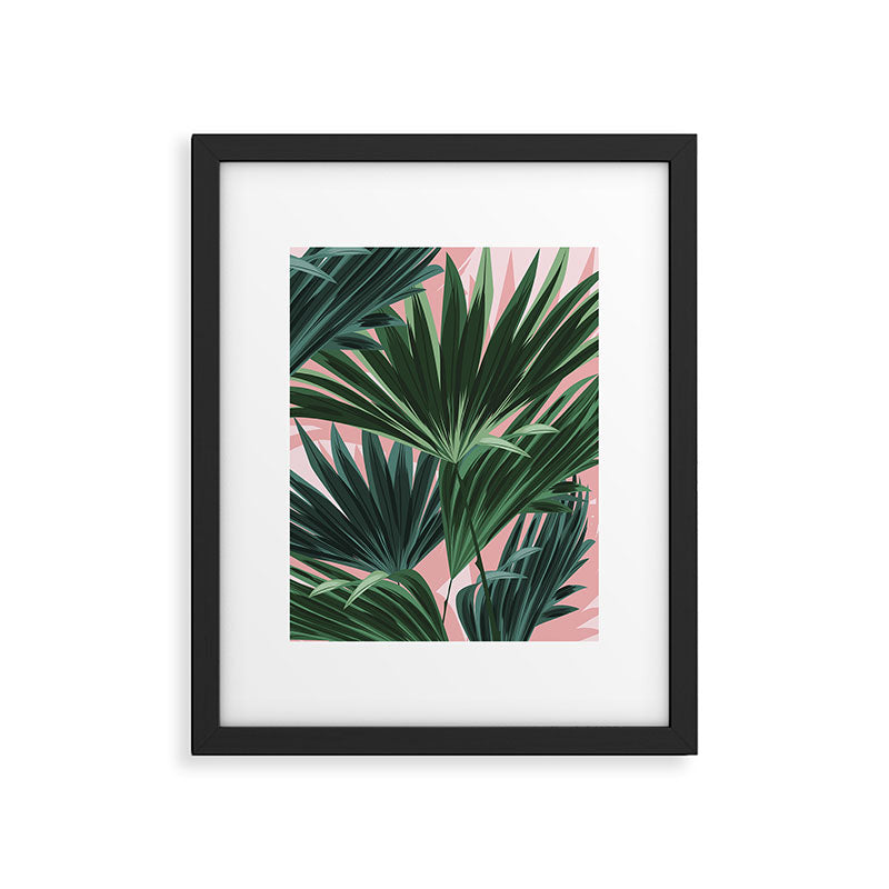 Pink and green palm trees Framed Art Print Gallery Image 4