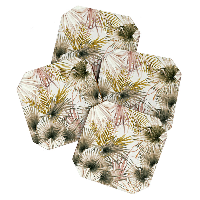 Pink Green leaf II Coaster Gallery Image 1