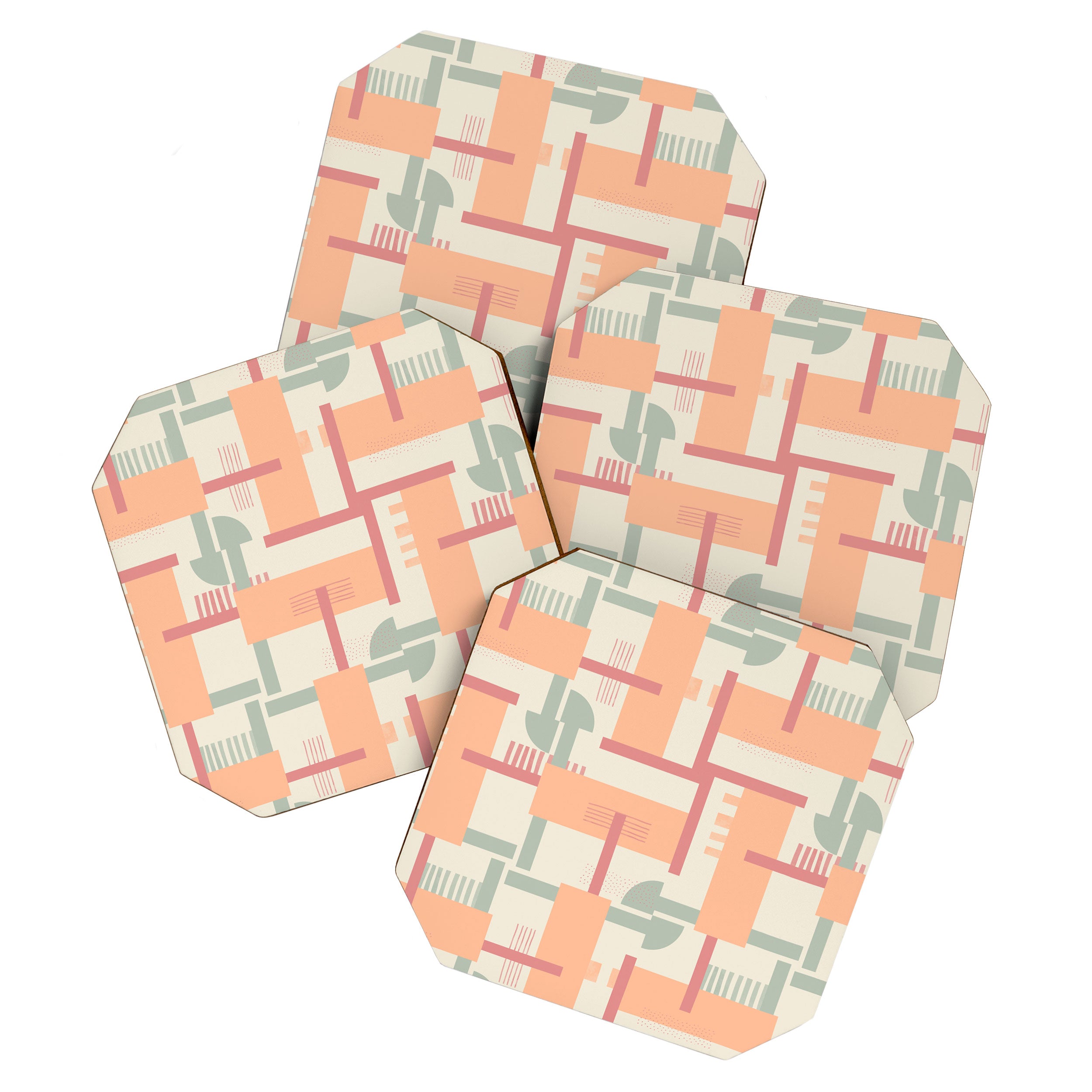 Playful geometric stripes C Coaster Gallery Image 1