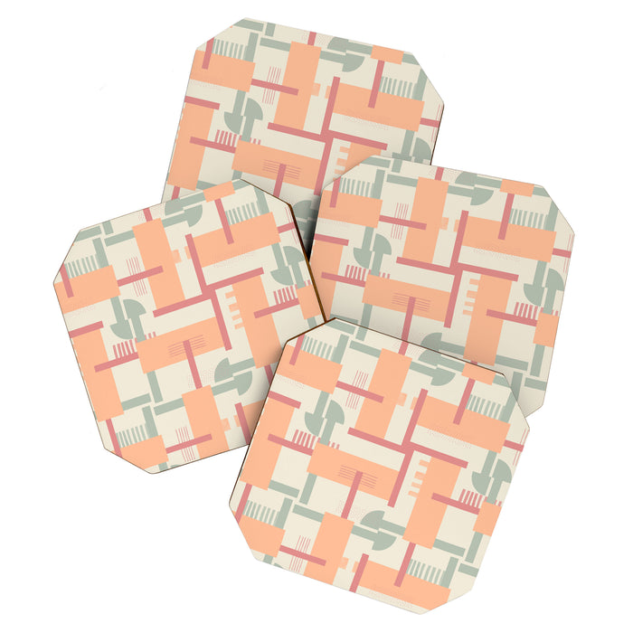 Playful geometric stripes C Coaster Gallery Image 1