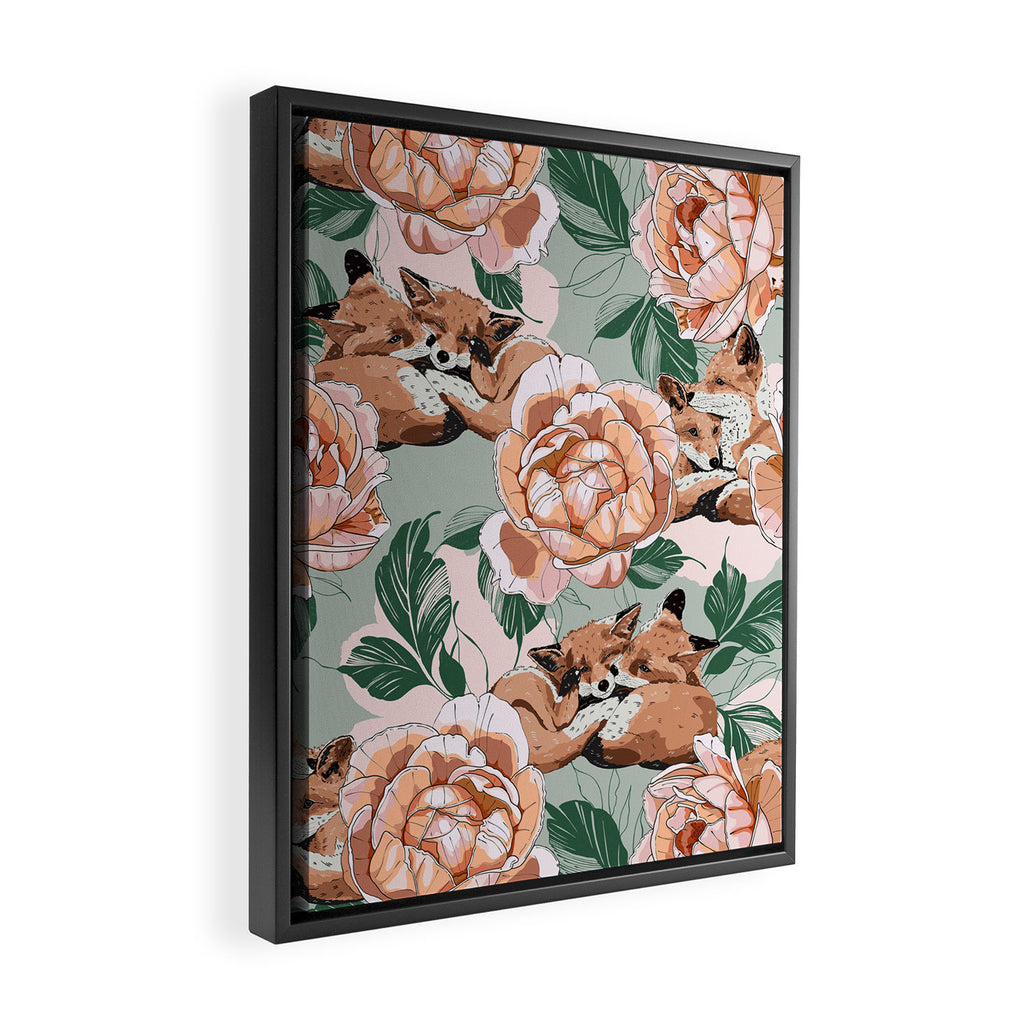 Red foxes in the rose bushes 24 Framed Canvas Print Gallery Image 2