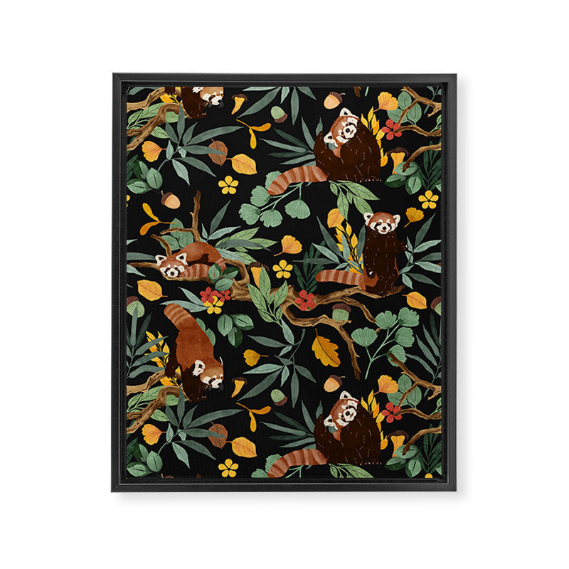 RED PANDAS IN DARK WILD NATURE Framed Canvas Print Gallery Image 8