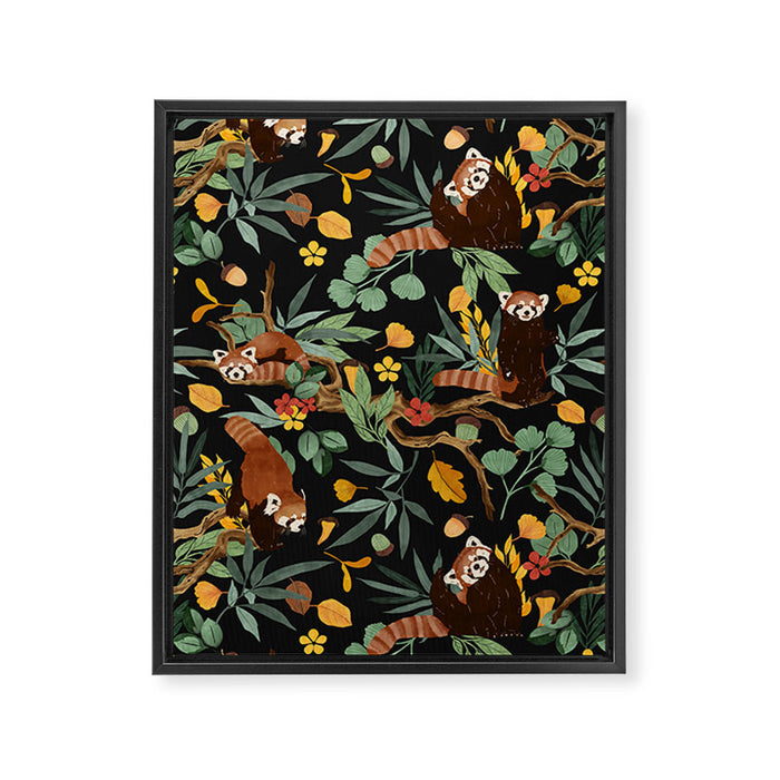 RED PANDAS IN DARK WILD NATURE Framed Canvas Print Gallery Image 1