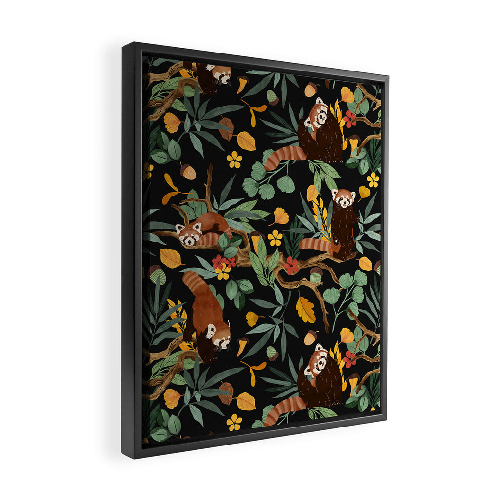 RED PANDAS IN DARK WILD NATURE Framed Canvas Print Gallery Image 2
