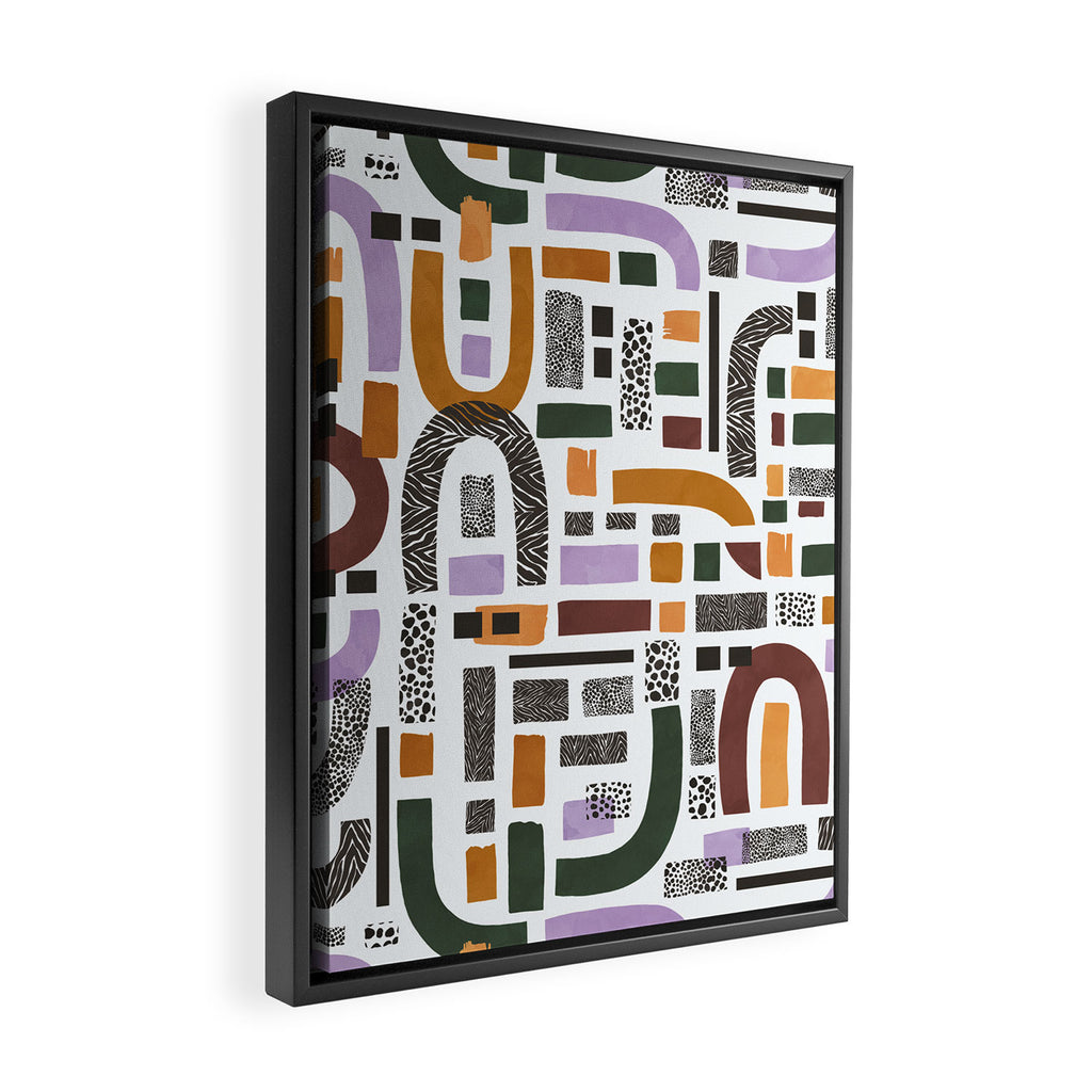 Shapes and animal print C Framed Canvas Print Gallery Image 2