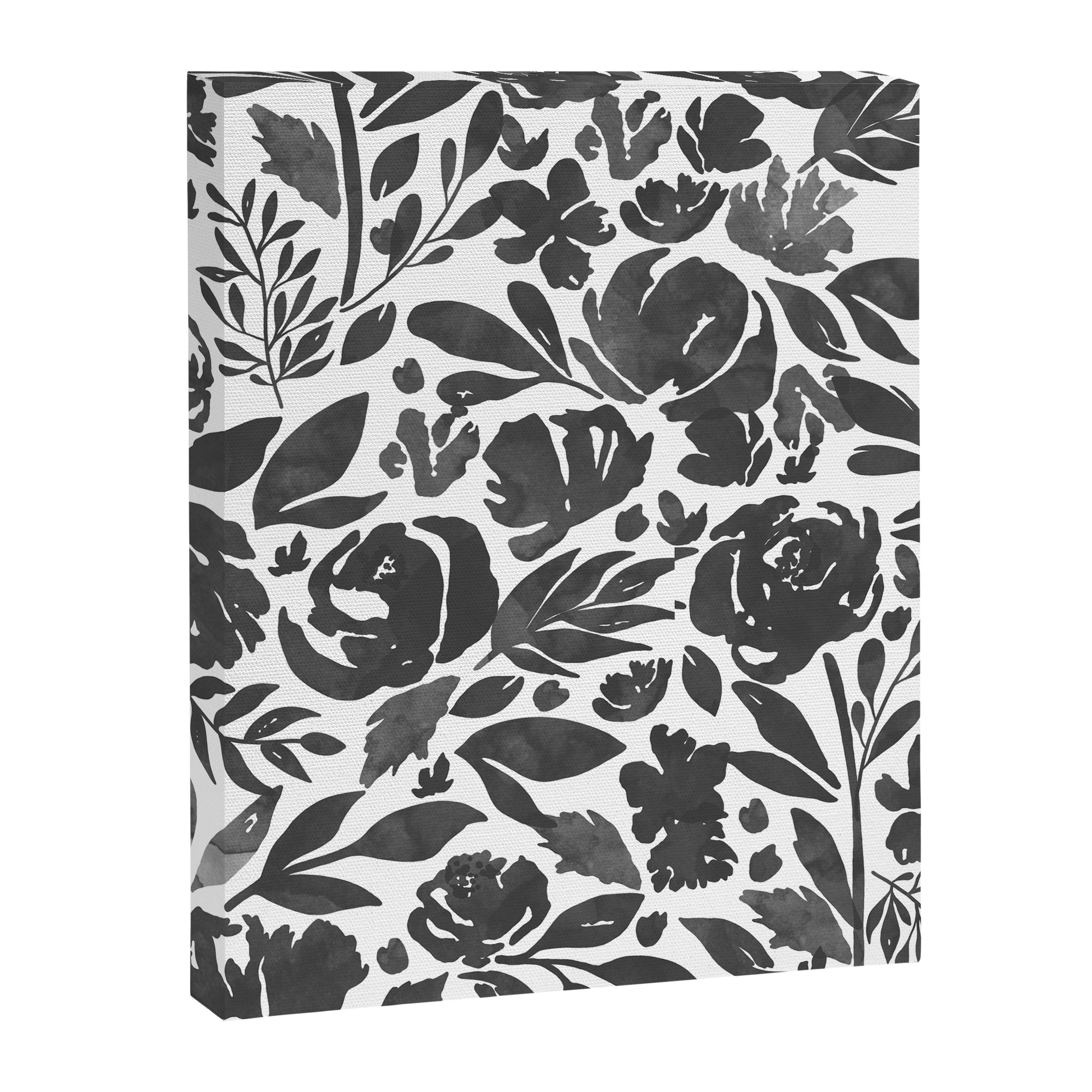 Simple black and white flower garden Canvas Print Gallery Image 8