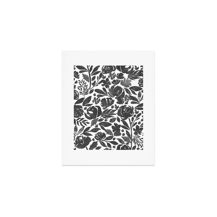 Simple black and white flower garden Art Print Gallery Image 1