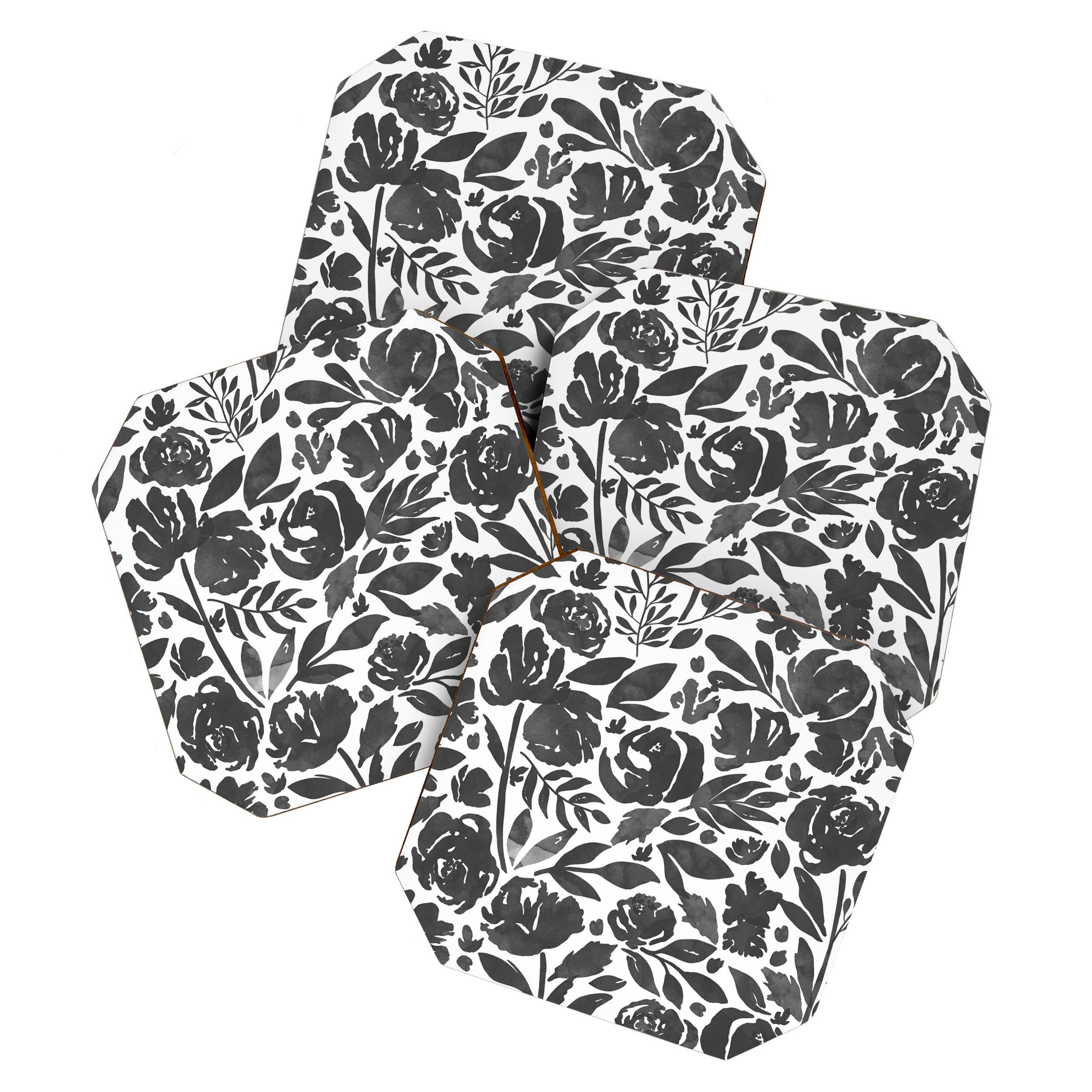 Simple black and white flower garden Coaster Gallery Image 1