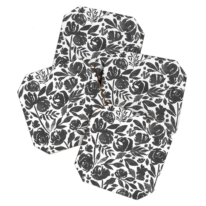 Simple black and white flower garden Coaster Gallery Image 1