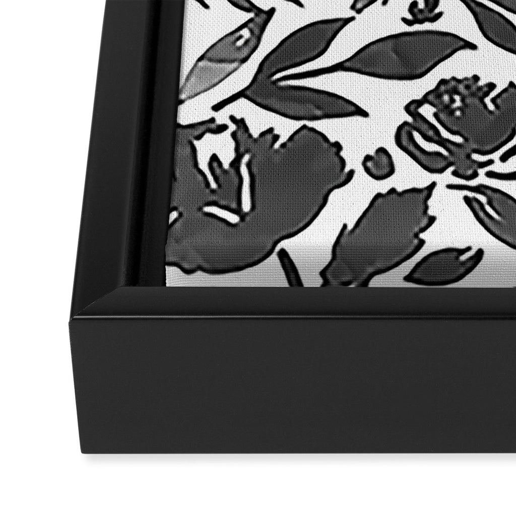 Simple black and white flower garden Framed Canvas Print Gallery Image 3