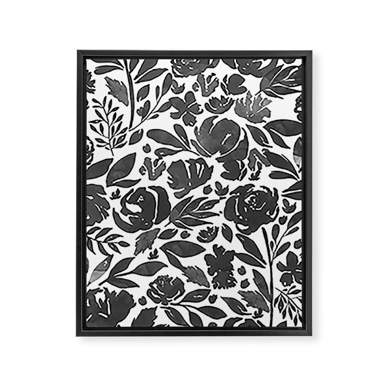 Simple black and white flower garden Framed Canvas Print Gallery Image 8