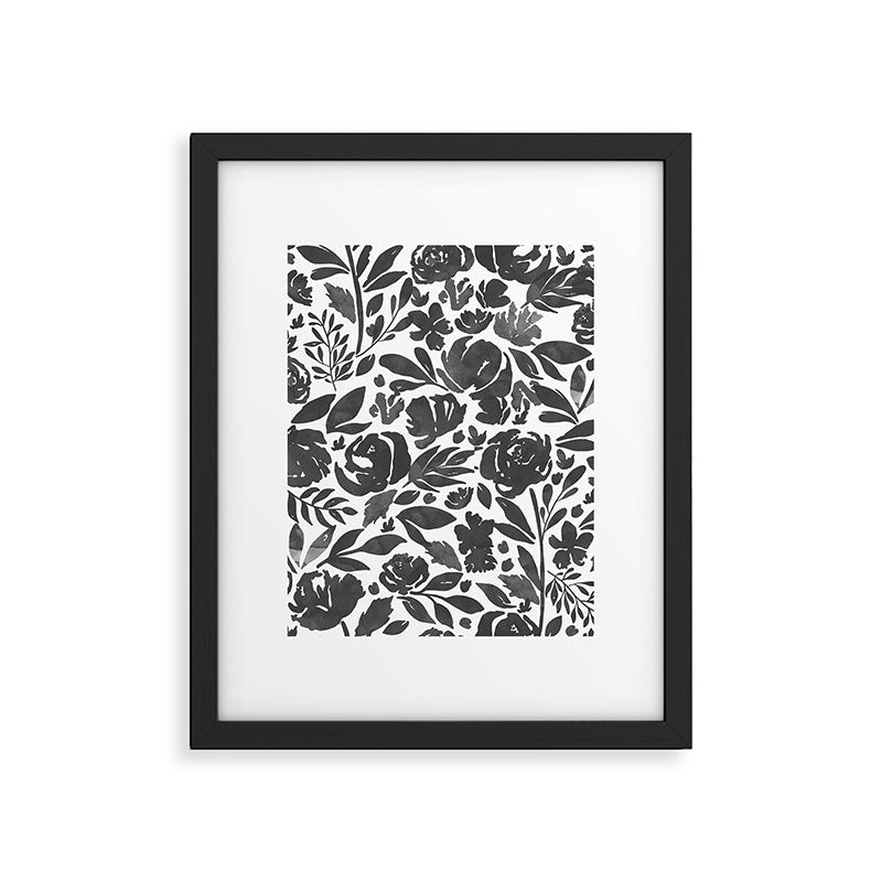 Simple black and white flower garden Framed Art Print Gallery Image 6