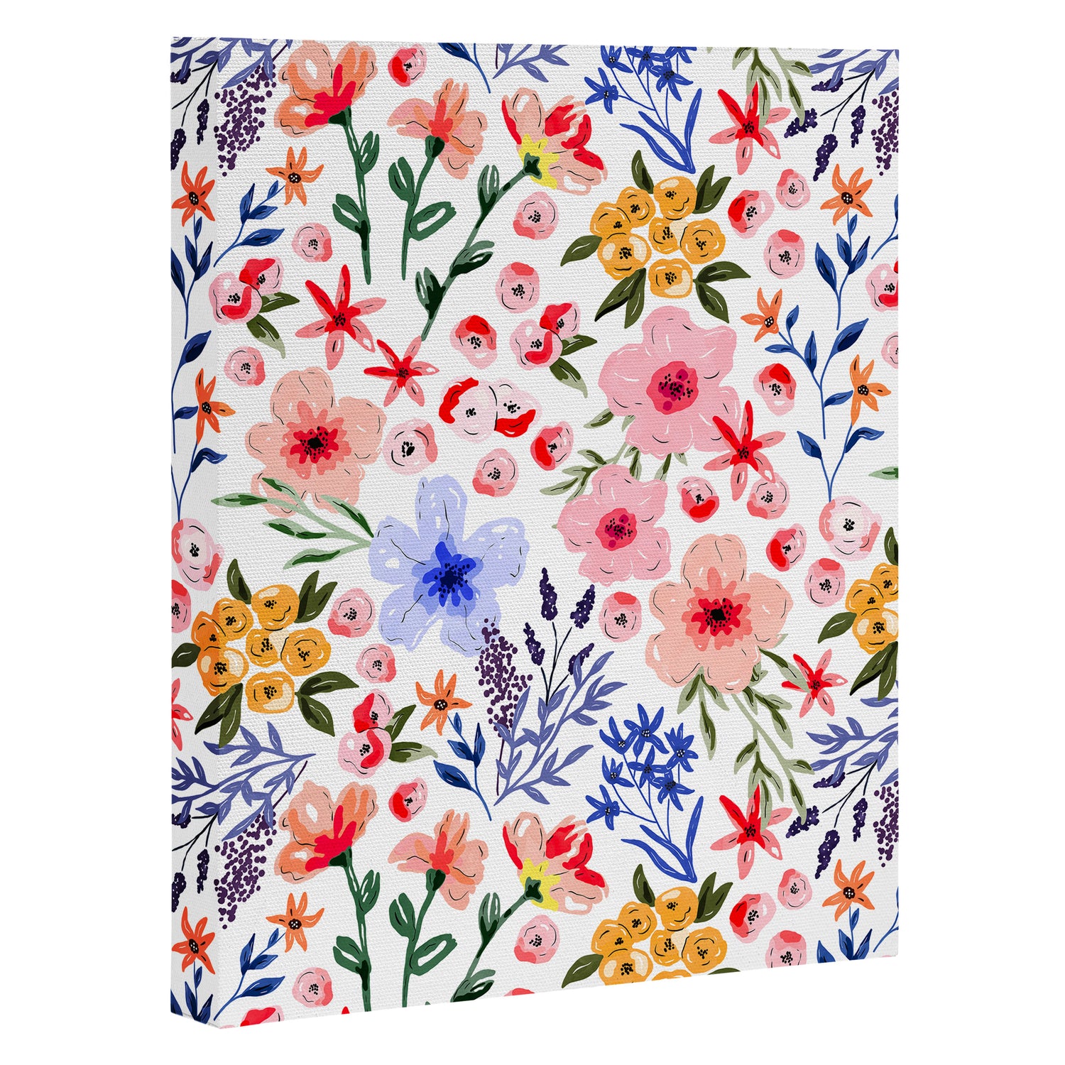 Simple colorful flowery meadow Canvas Print Gallery Image 3