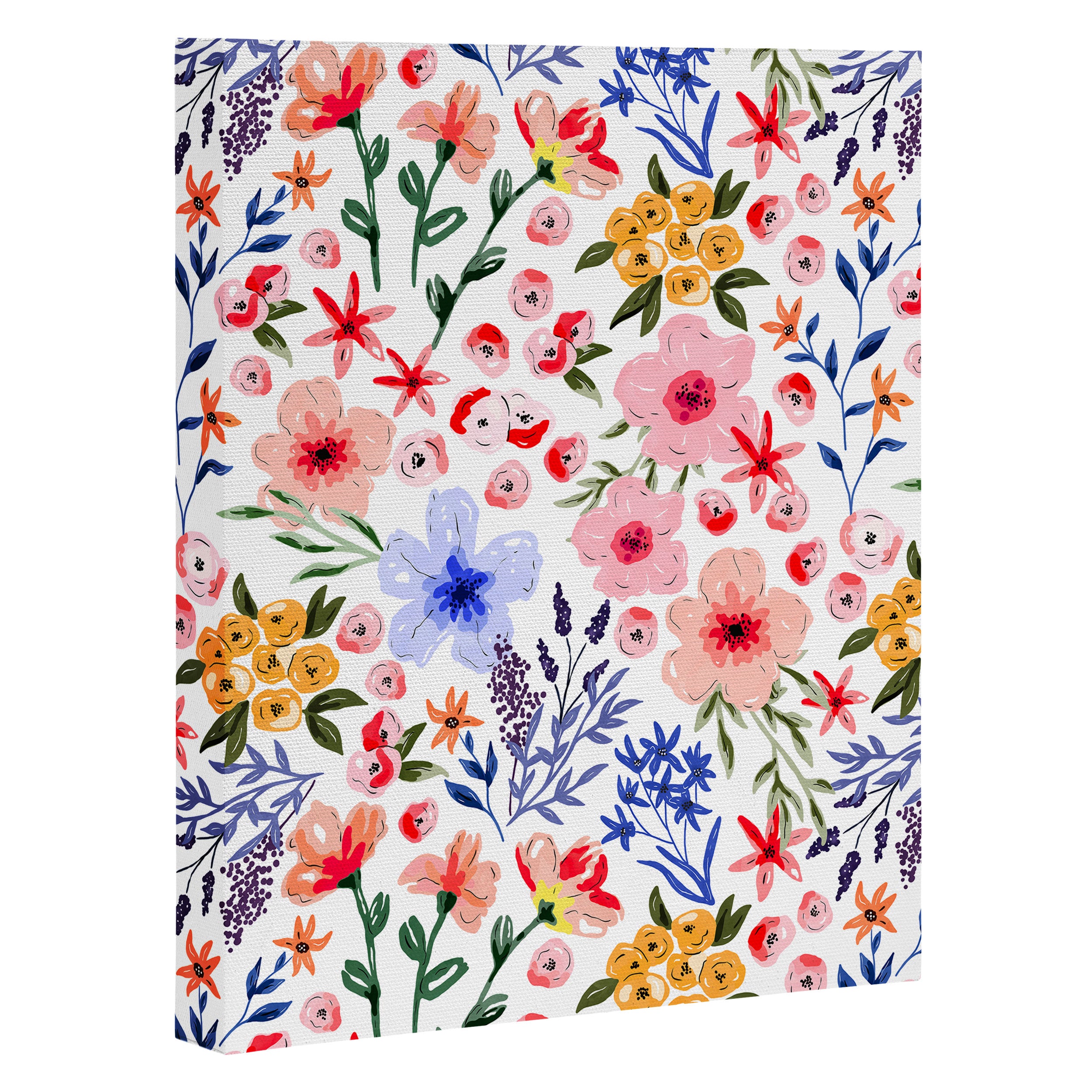 Simple colorful flowery meadow Canvas Print Gallery Image 3