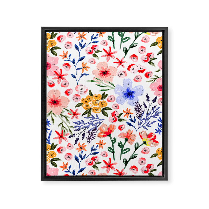 Simple colorful flowery meadow Framed Canvas Print Gallery Image 1
