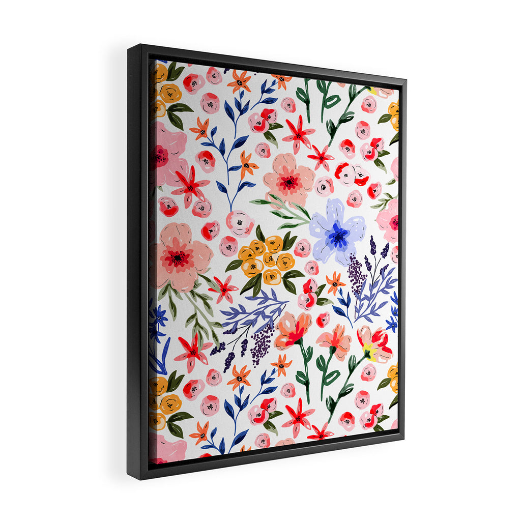 Simple colorful flowery meadow Framed Canvas Print Gallery Image 2