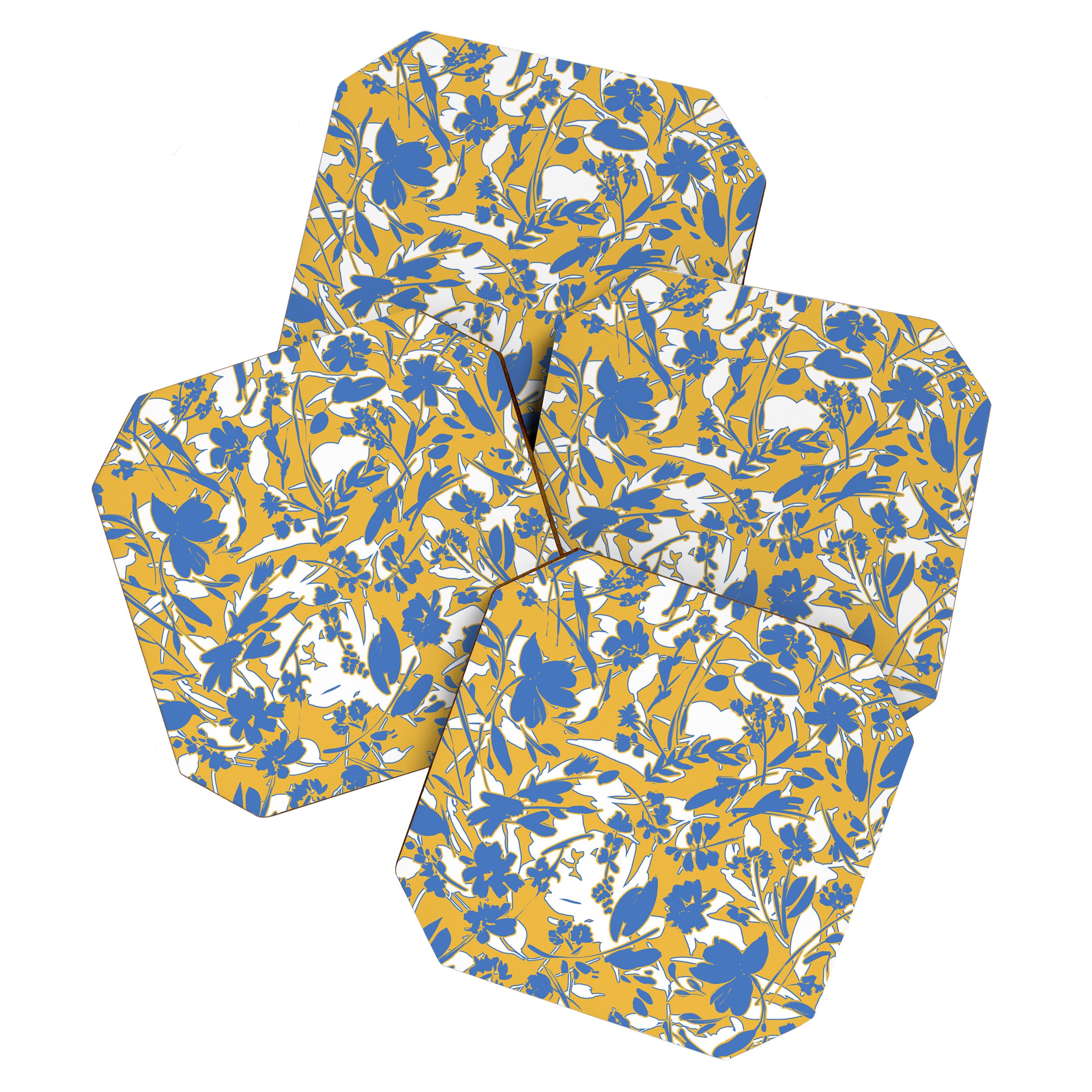 Simplistic silhouette flowers YB Coaster Gallery Image 1