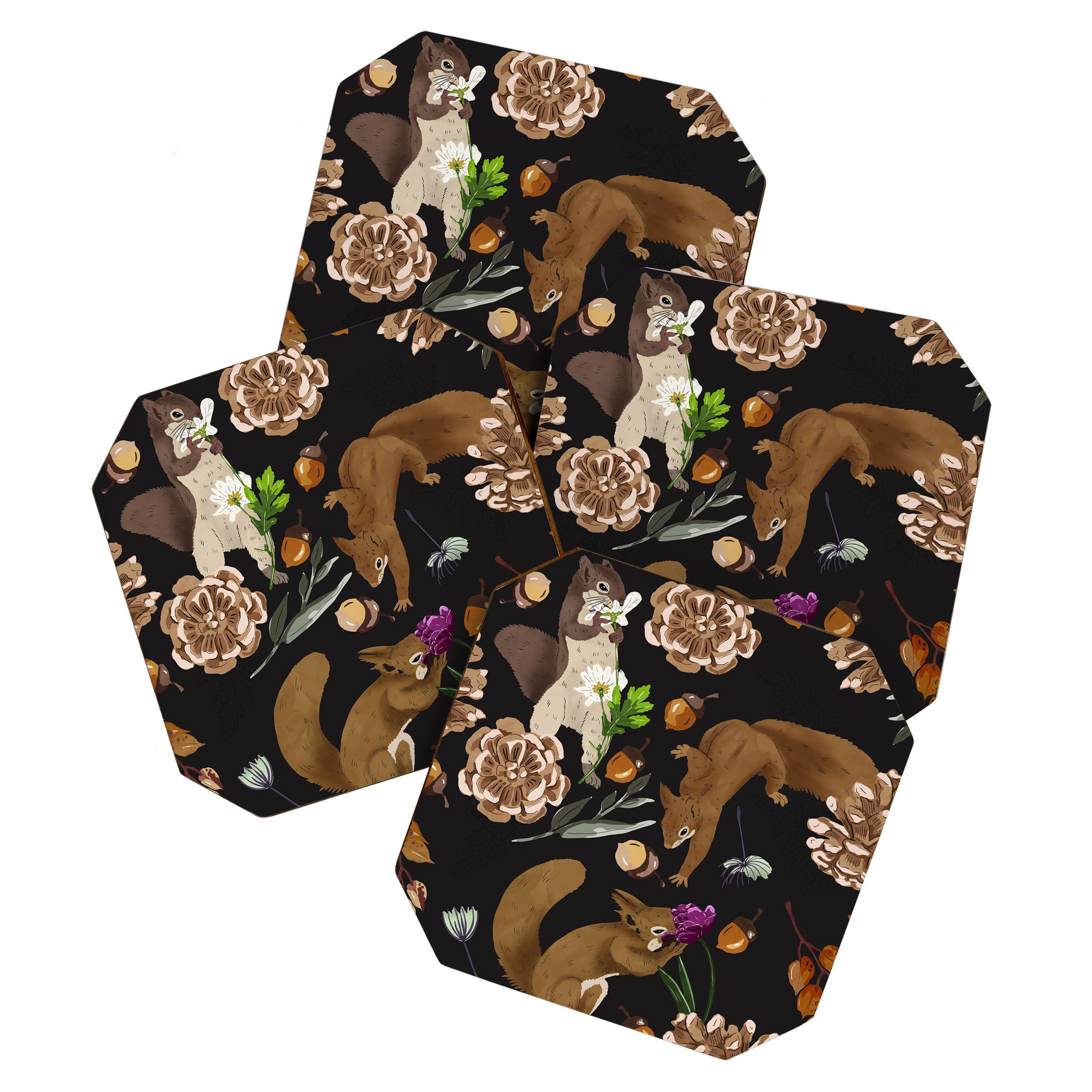 Squirrel flowering dark meadow Coaster Gallery Image 1