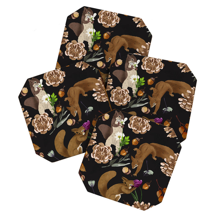 Squirrel flowering dark meadow Coaster Gallery Image 1