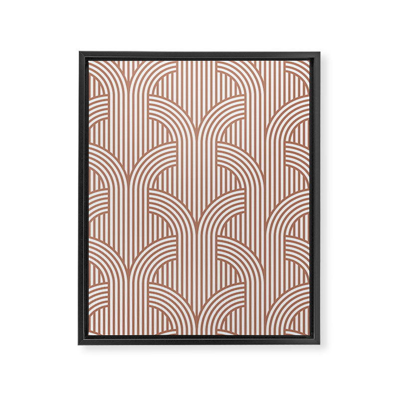 Terracotta retro lines Framed Canvas Print Gallery Image 8
