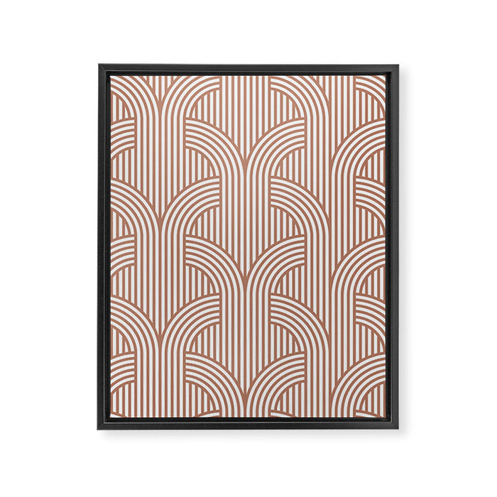 Terracotta retro lines Framed Canvas Print Gallery Image 1