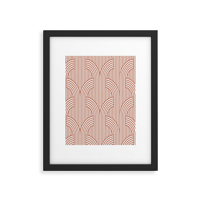 Terracotta retro lines Framed Art Print Gallery Image 1