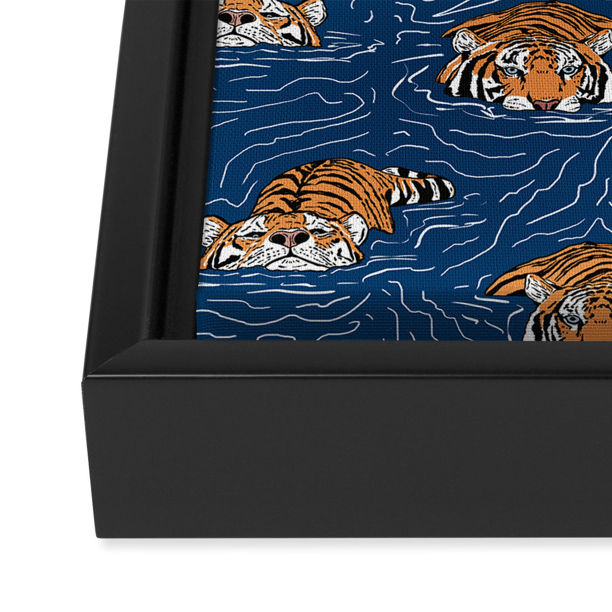Tigers in the water Framed Canvas Print Gallery Image 3