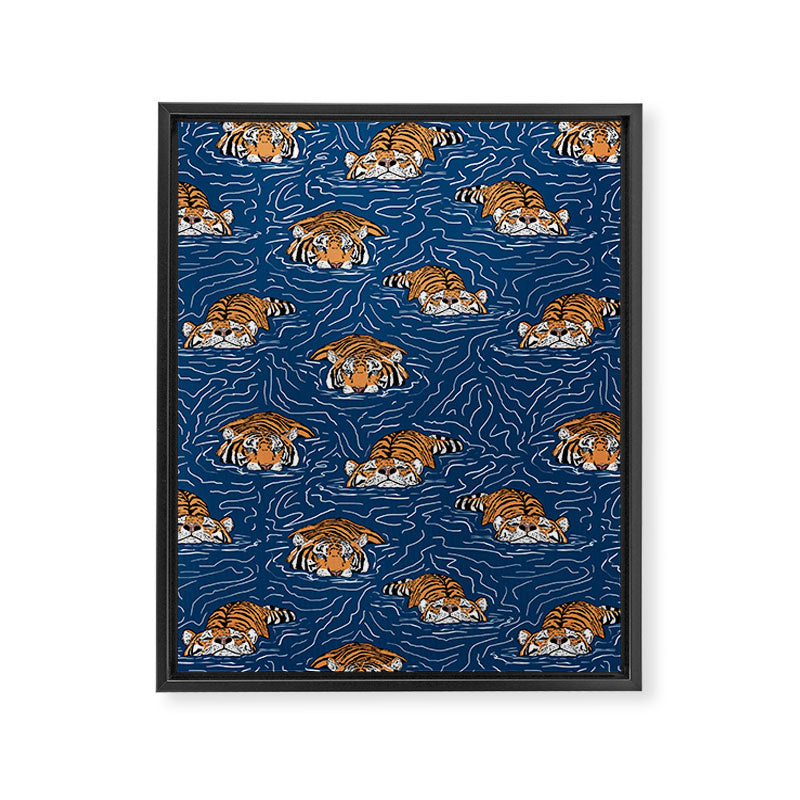 Tigers in the water Framed Canvas Print Gallery Image 8