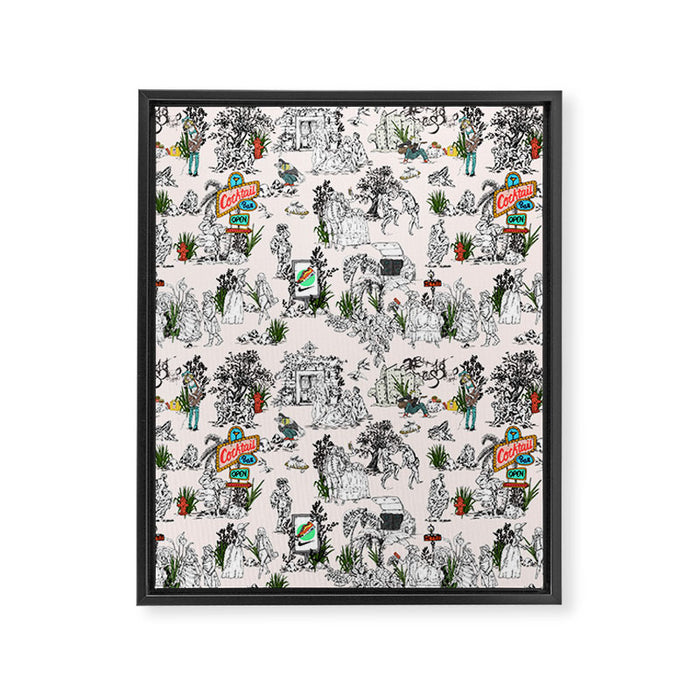 Toile de Jouy modern Framed Canvas Print Gallery Image 1