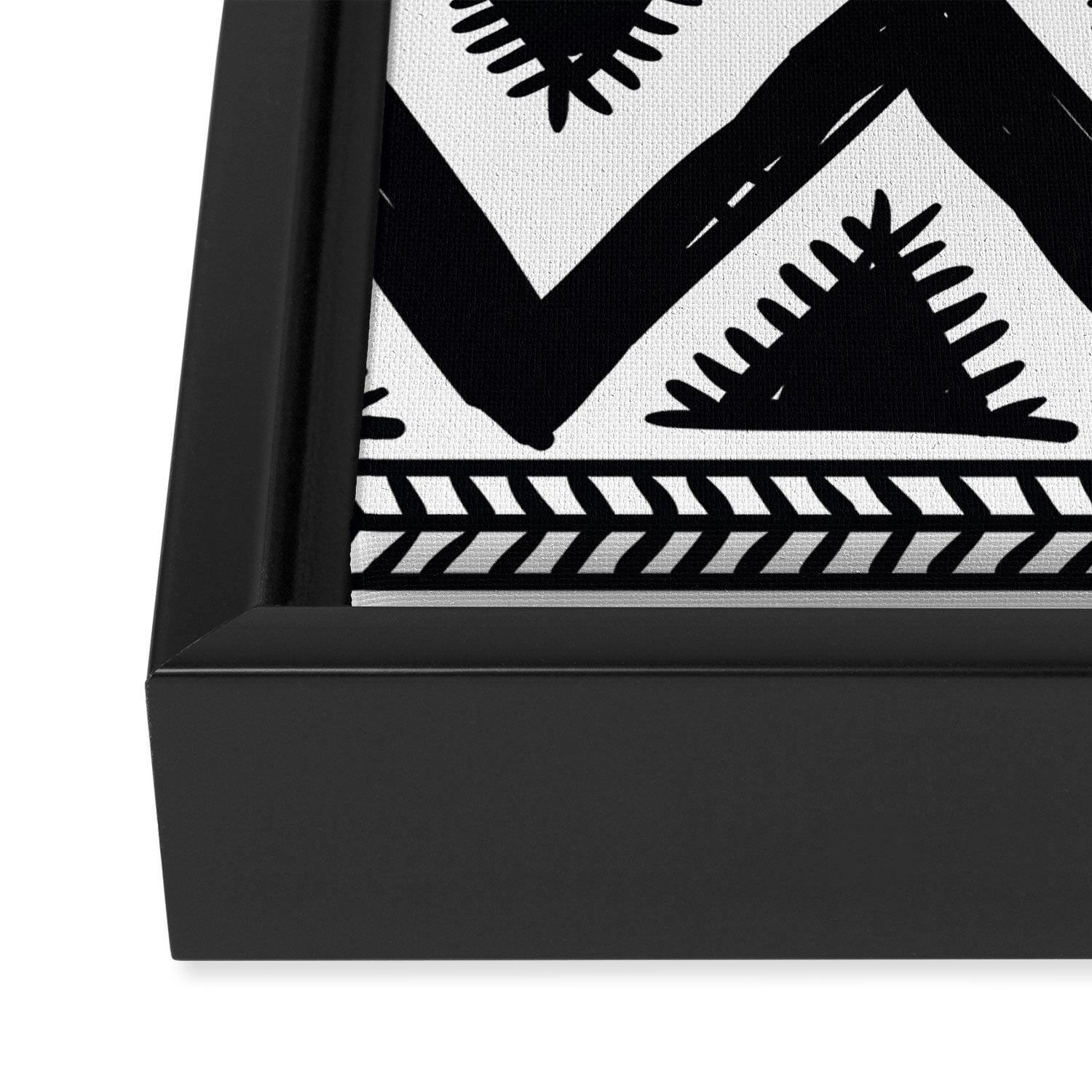 Tribal black and white Framed Canvas Print Gallery Image 3