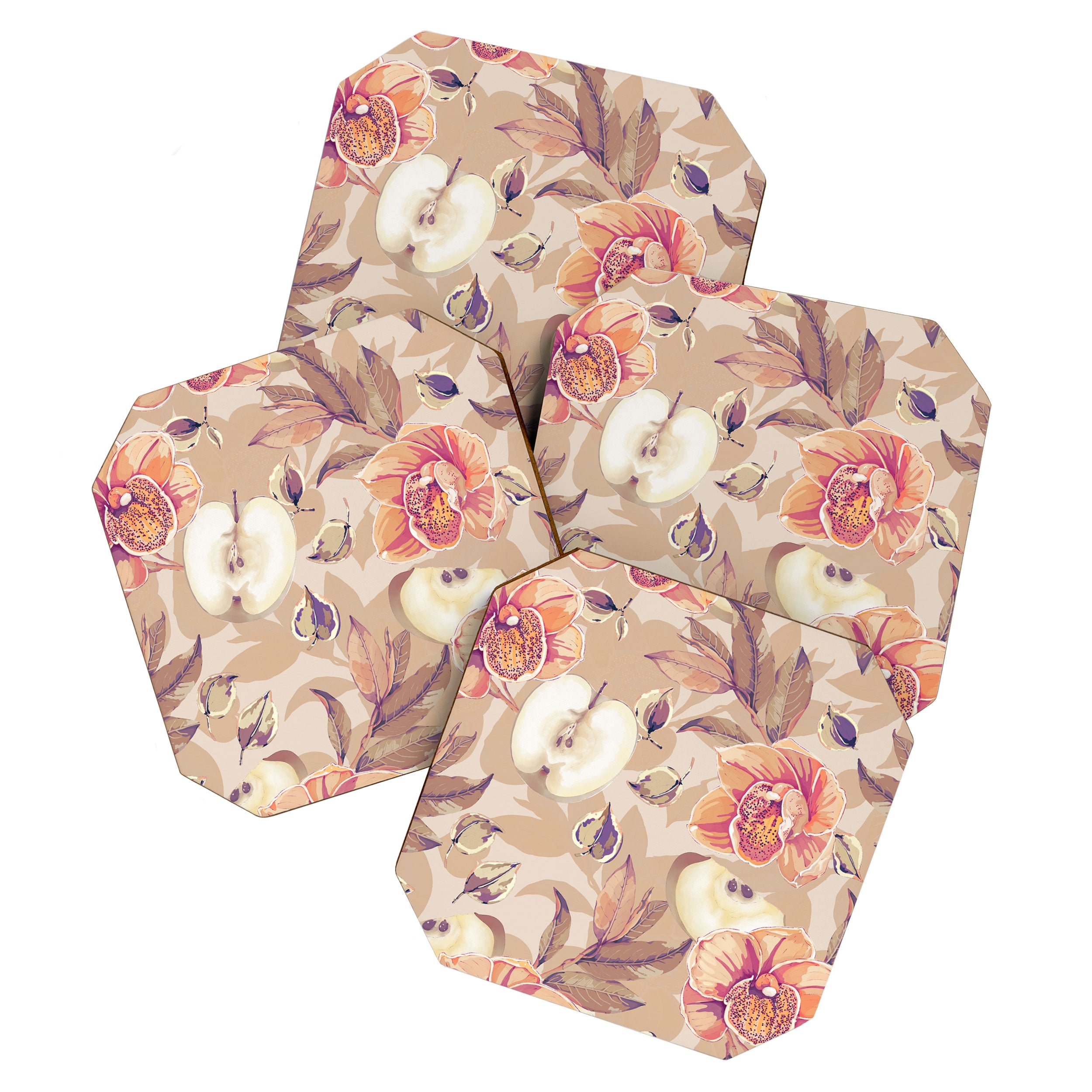 Tropical flowers autumn field Coaster Gallery Image 1